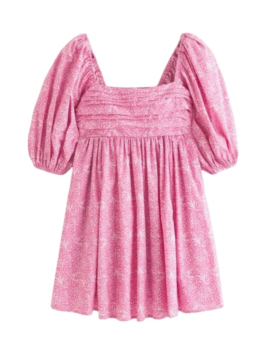 Abercrombie & Fitch Emerson Poplin Puff Sleeve Mini Dress Pink Medium - Picture 6 of 7